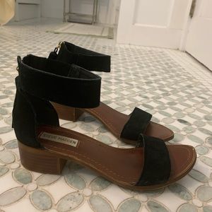 Steve Madden Black Suede Heeled Sandals